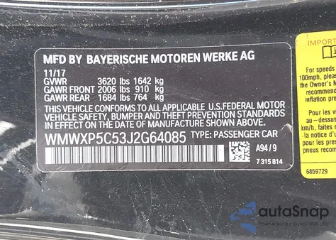 2018 Mini Hardtop Cooper/Oxford Edition from USA, damaged, VIN WMWXP5C53J2G64085